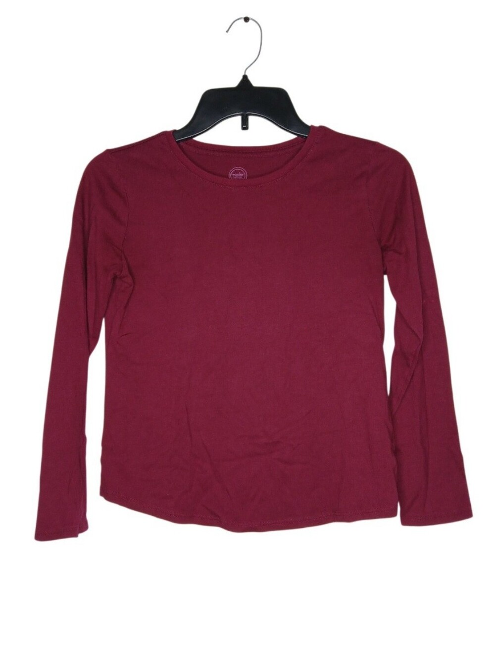 Wonder Nation Girls Long Sleeve Crewneck Tee - Wine